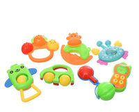 مجموعه شخشيخات اطفال بلاستيكيه بأشكال جذابه مصنوعه من مواد أمنه تهدف الي تطوير المهارات السمعيه مكونه من 7 قطع