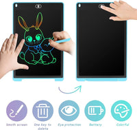 تابلت رسم مقاس 12 بوصه لوح رسم محمول قابل لاعادع الاستخدام للأطفال مع زرار للمسح وفرشاه طلاء