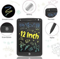 تابلت رسم مقاس 12 بوصه لوح رسم محمول قابل لاعادع الاستخدام للأطفال مع زرار للمسح وفرشاه طلاء